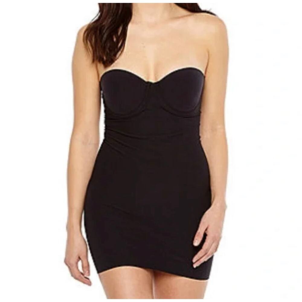 Ambrielle Shapewear Slip Women 38D Black Wonderful Edge Strapless Convertible !